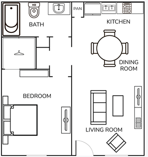 One Bedroom / One Bath - 525 Sq. Ft.*